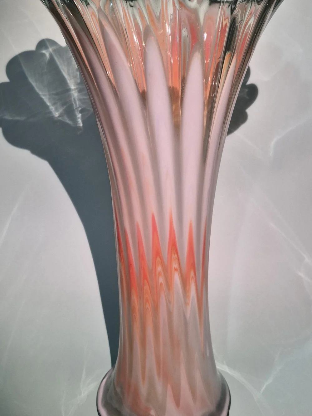Orange White Glass Vase Swung Art Glass